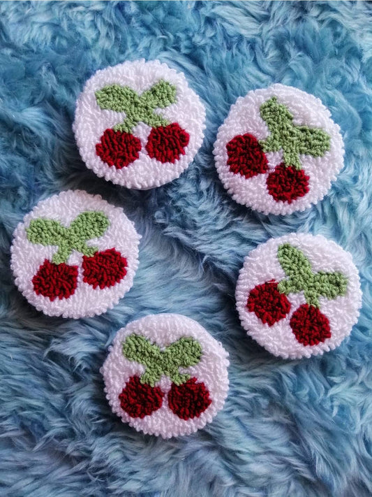 Cherry Punch Needle Car Coaster