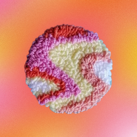 Retro Swirl Punch Needle Car Coaster