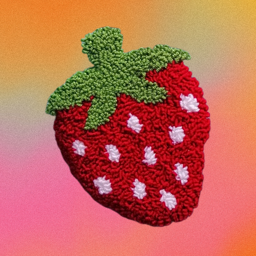Strawberry Punch Needle Mug Rug Coaster
