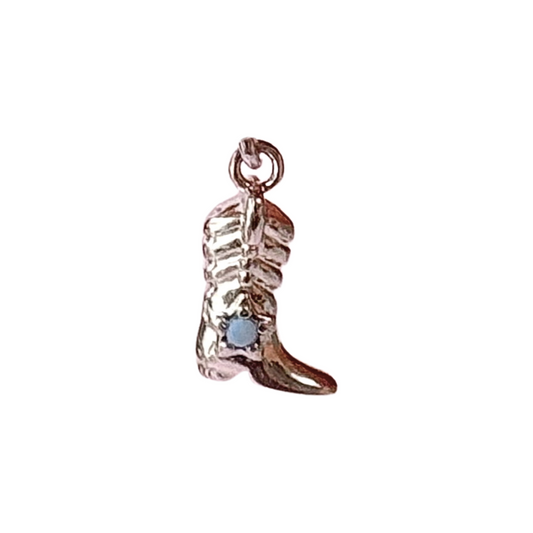 Tiny Opal Cowboy Boot Charm (Gold + Silver)