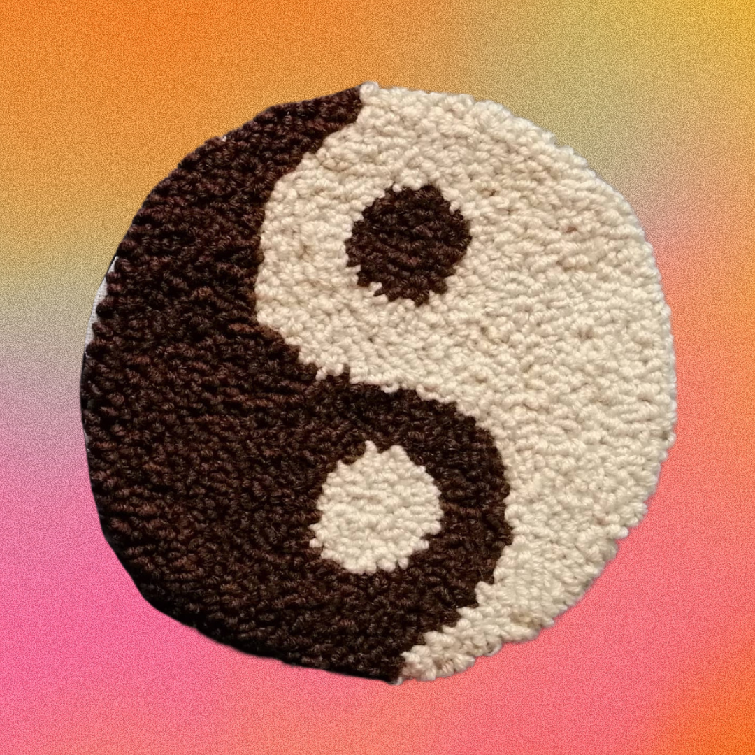 Yin Yang Punch Needle Mug Rug Coaster