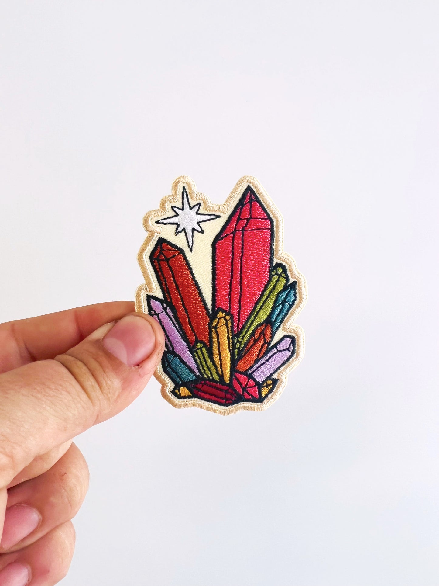 Rainbow Crystals Embroidered Iron-on Patch
