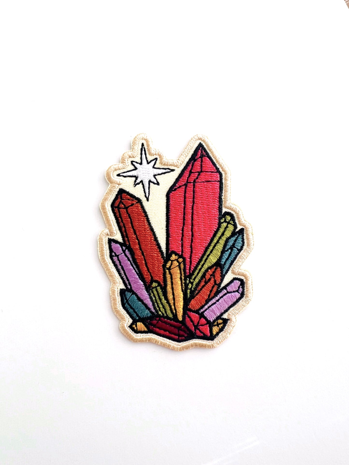 Rainbow Crystals Embroidered Iron-on Patch