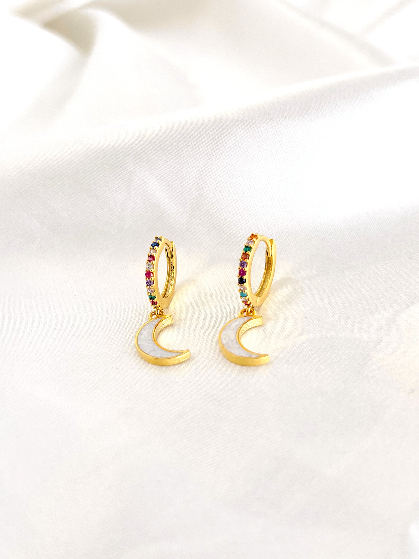 Opal Moon Rainbow Gold Huggies