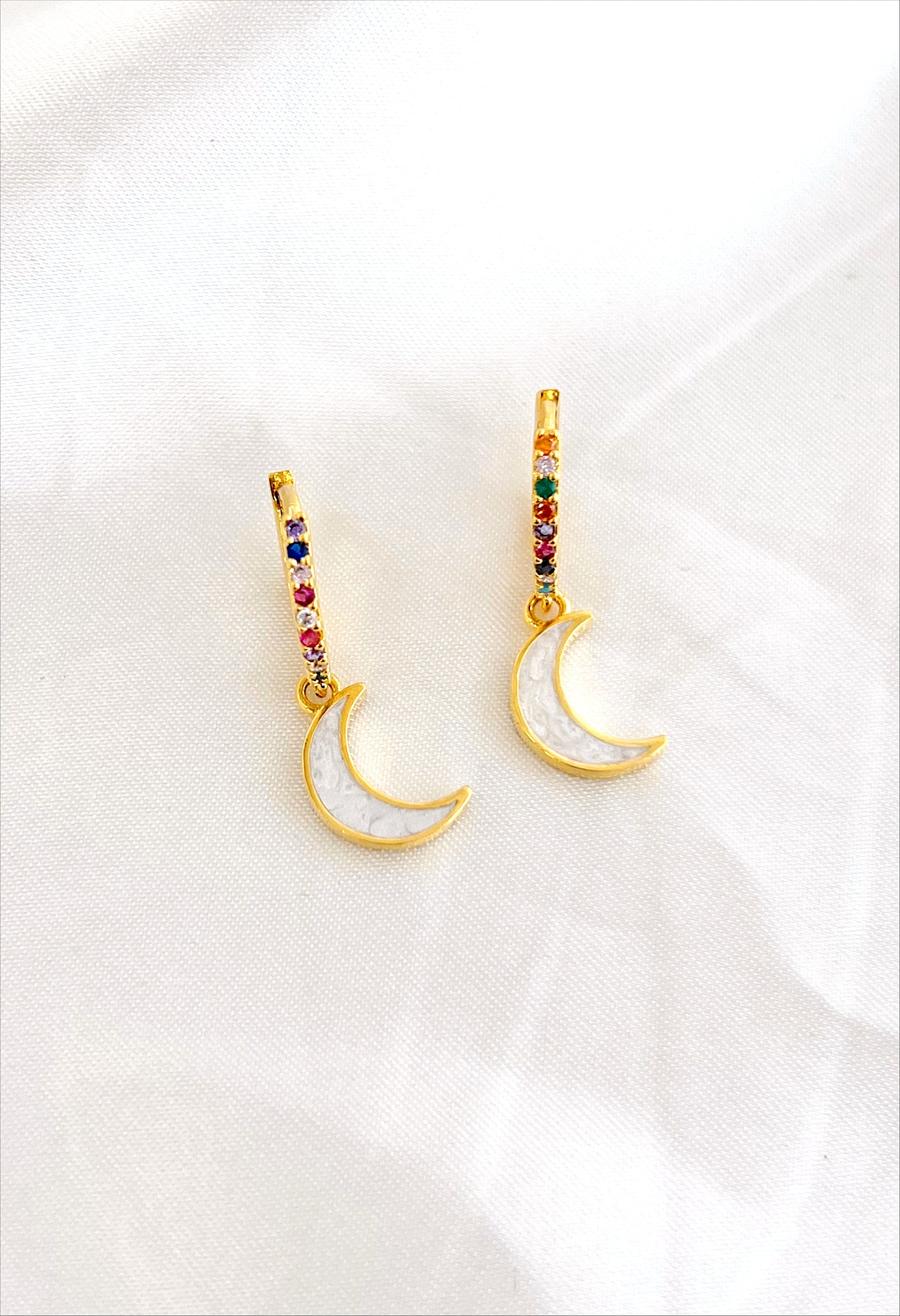 Opal Moon Rainbow Gold Huggies