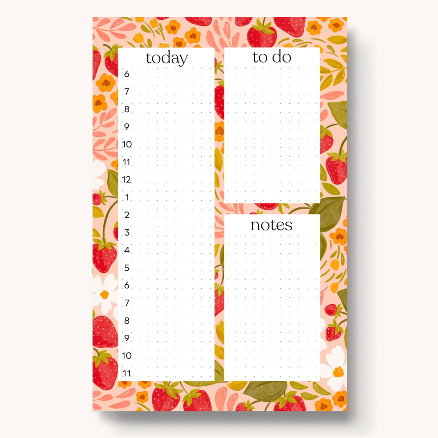 Strawberry Patch Daily Planner Notepad