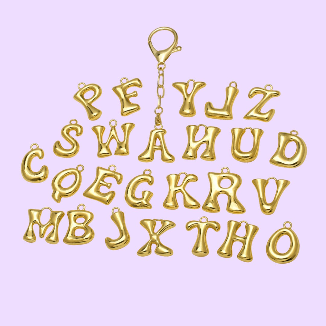 Gold Bubble Letter Keychain