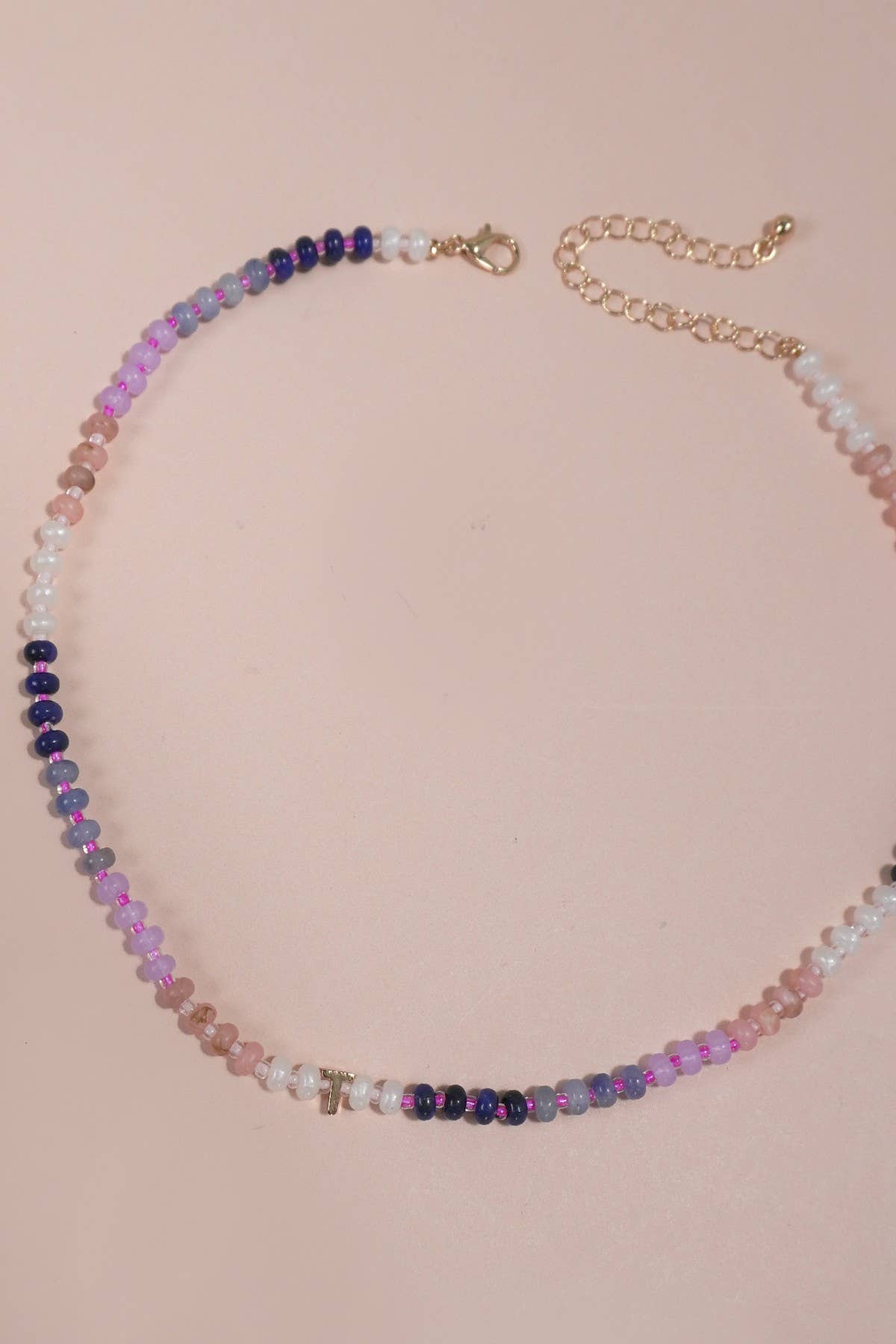 Mini Initial Multi Color Beaded Necklace