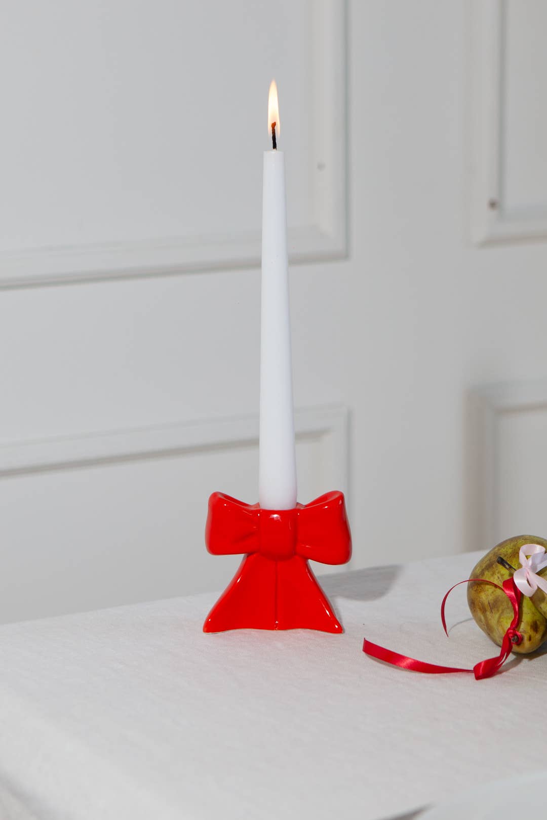 Red Bow Candle Holder - Small