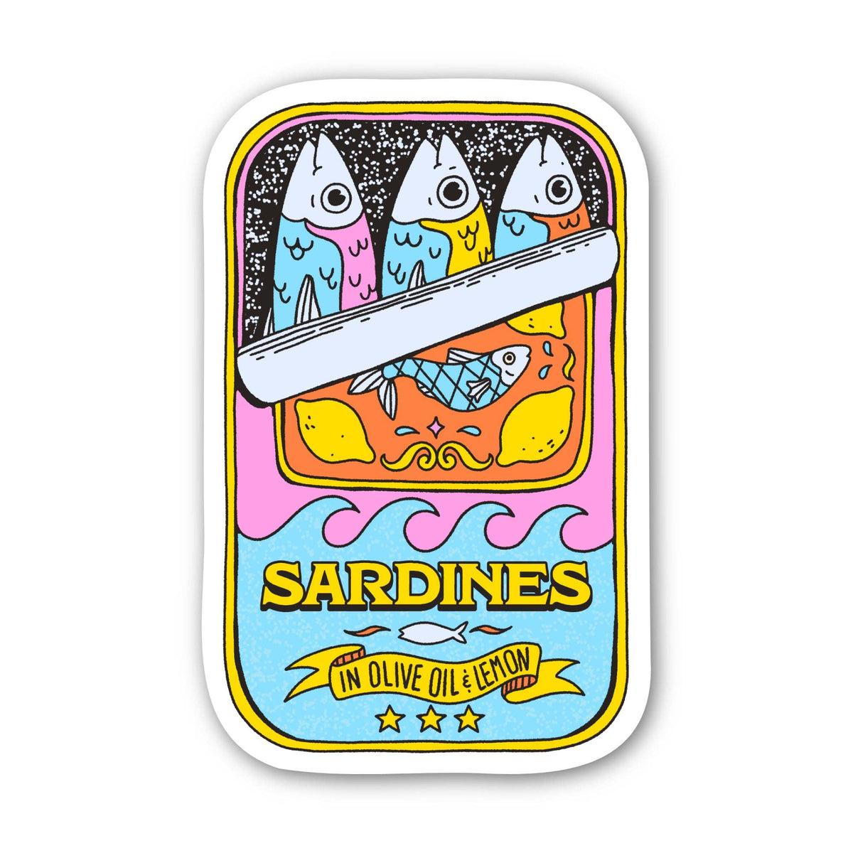 Colorful Can of Sardines Sticker