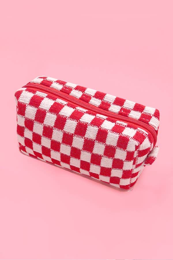 Checker Makeup Cosmetic Pouch Bag