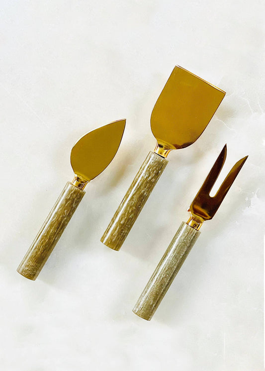 Brown Resin & Steel Cheese Tools