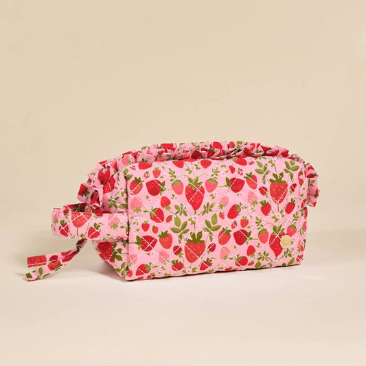 Strawberry Fields Quilted Cosmetic Pouch