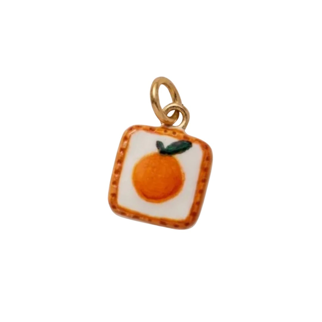 Gold Orange Tile Charm