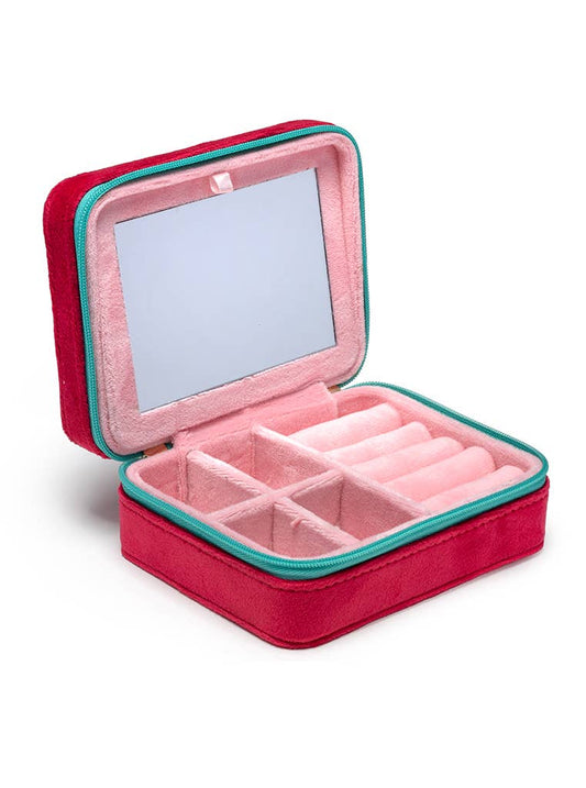 Strawberry Season Velvet Jewelry Zip Case