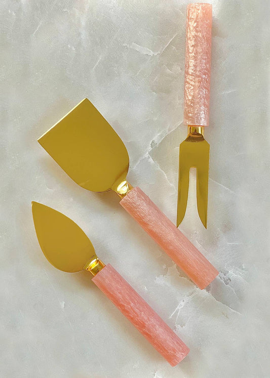 Pink Resin & Steel Cheese Tools