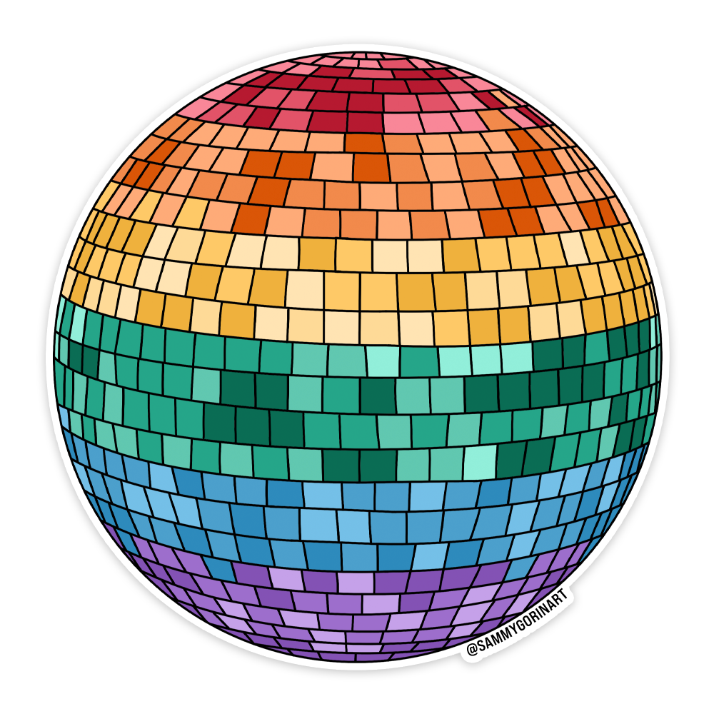 Pride Rainbow Disco Ball Sticker