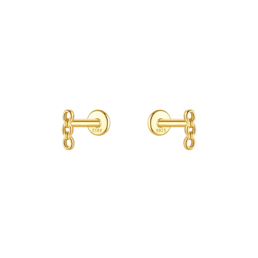 Gold Chain Link Flat-back Stud (Single or Pair)