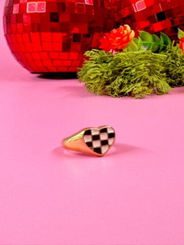 Checkered Heart Ring