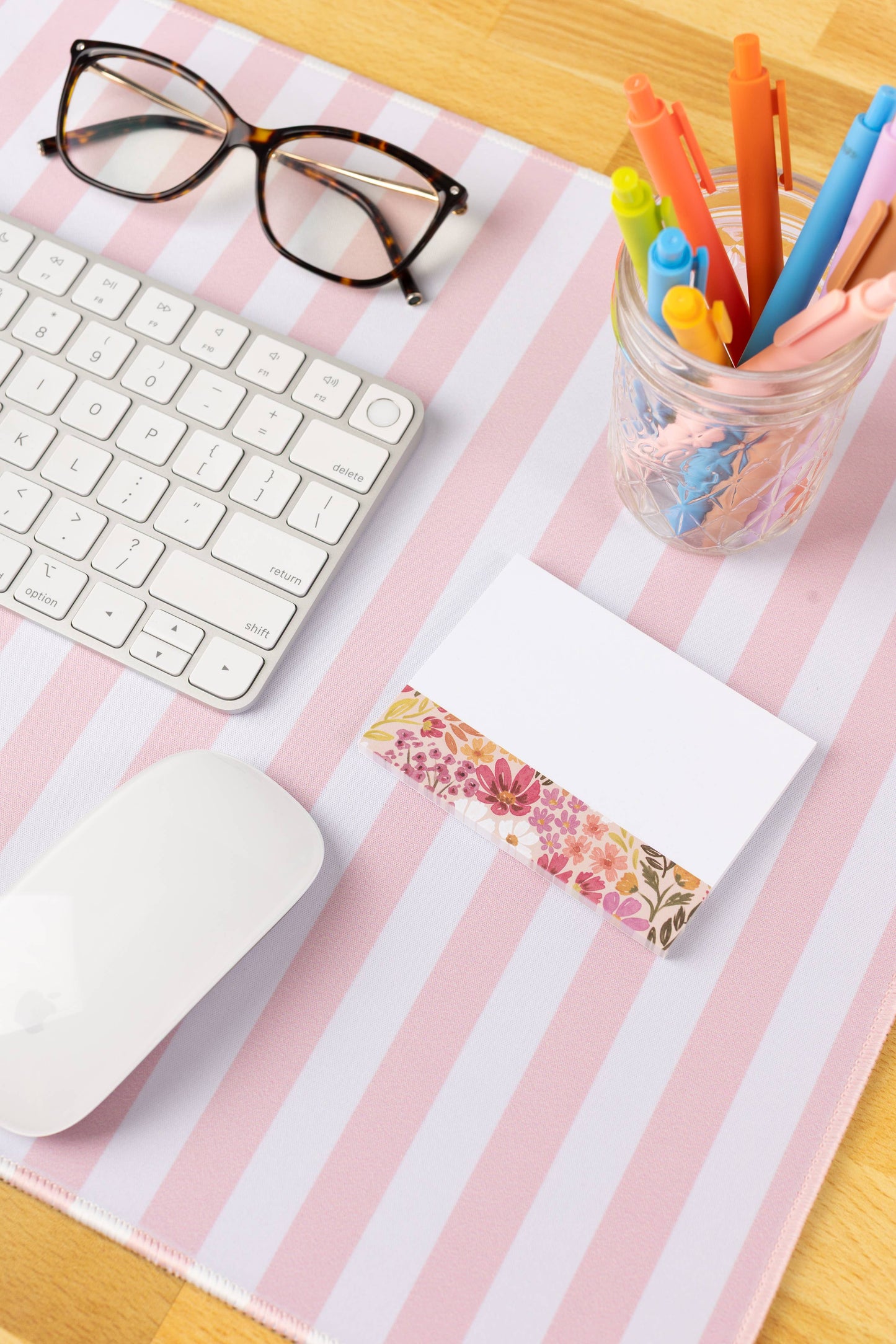 Pink Stripes Desk Pad