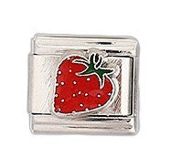 Silver Strawberry Enamel Italian Charm