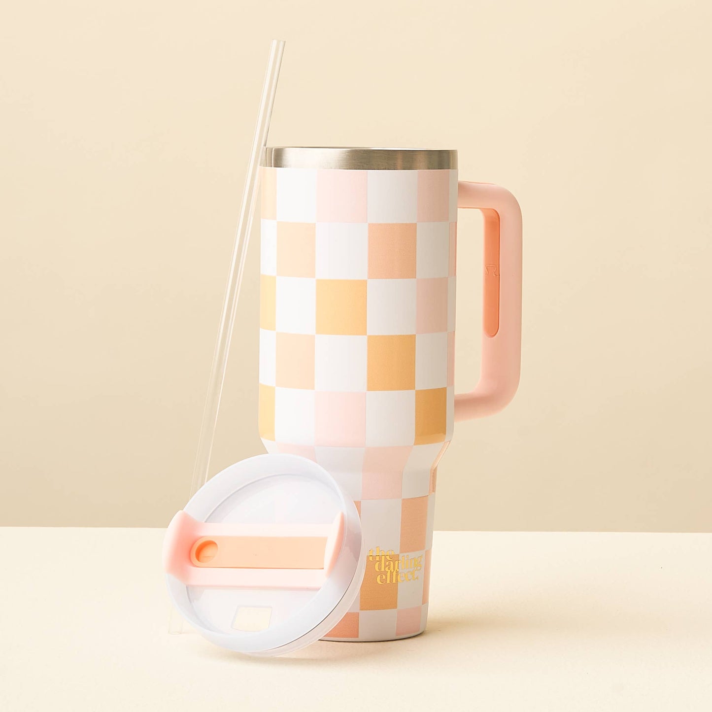 Peach Checker Take Me Everywhere Tumbler - 40 oz