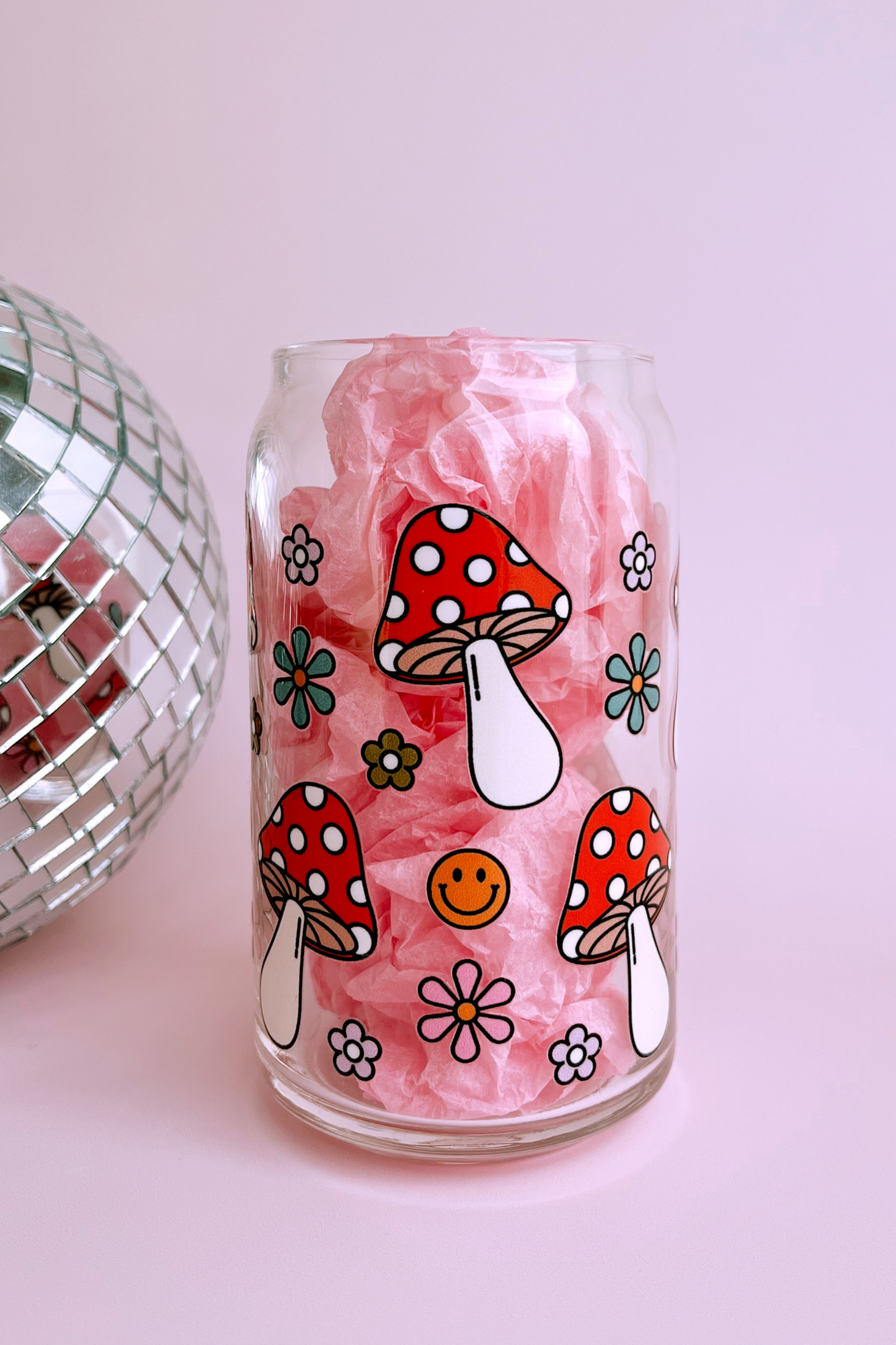 Floral Mushroom Glass Cup