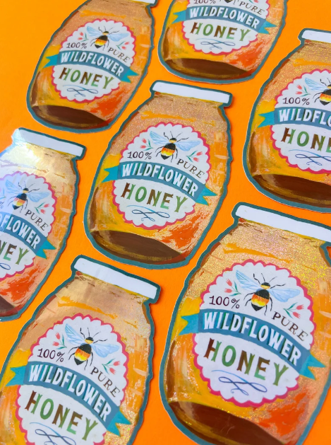 Glitter Honey Jar Sticker