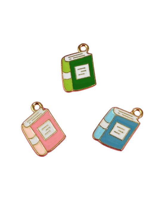 Enamel Book Gold Charm