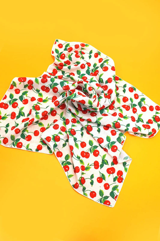 Cherry Print Cotton Bandana Scarf