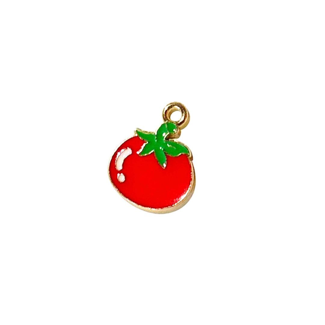 Gold Tomato Enamel Charm