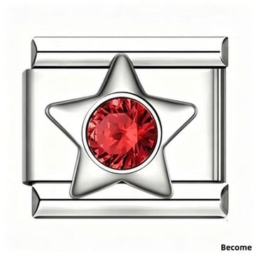 Silver Star Birthstone Italian Charm