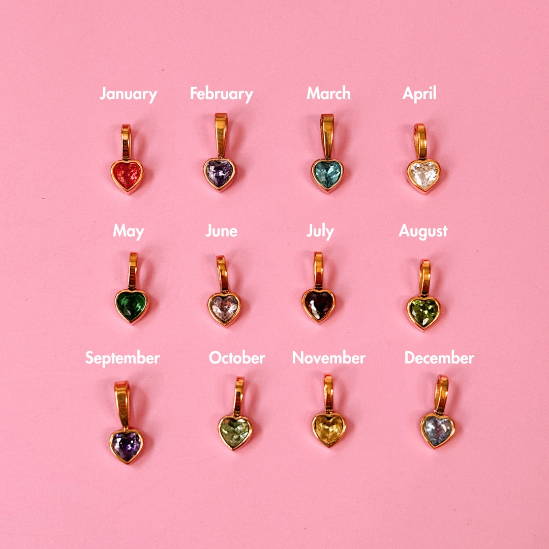 Heart Birthstone Gold Charm