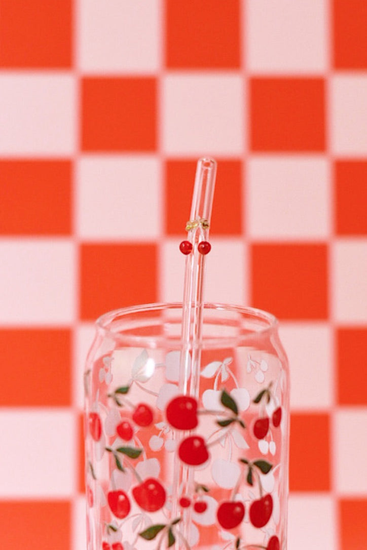 Cherry Charm Glass Straw