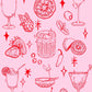 Cutie Vintage Cocktail Bar Cart Print