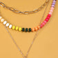 Double Layer Multi Beaded Bean Charm Necklace