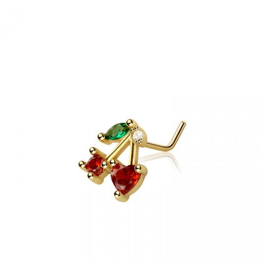 Cherry Gem L-Shaped Nose Stud