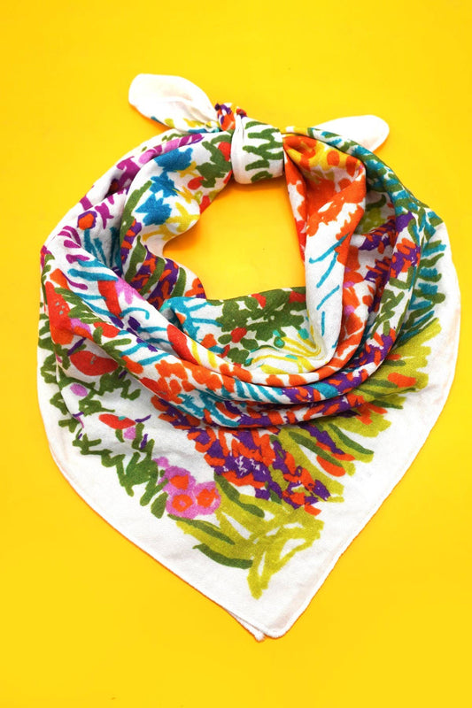 Bright Floral Cotton Bandana Scarf
