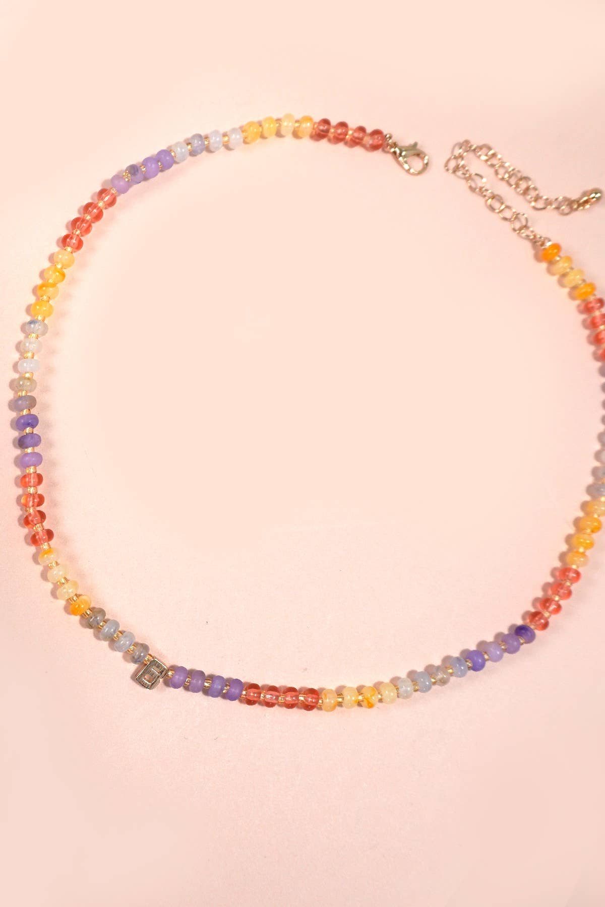 Mini Initial Multi Color Beaded Necklace