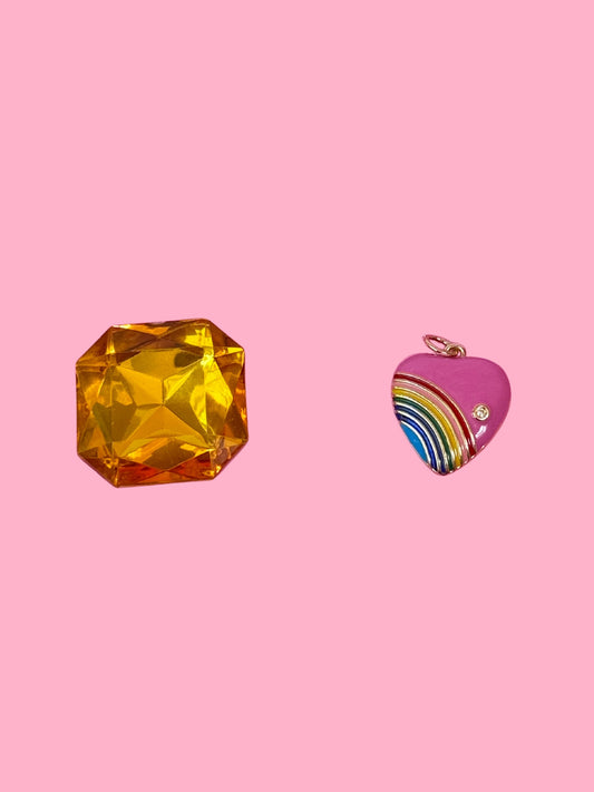 Enamel Rainbow Heart Gold Charm