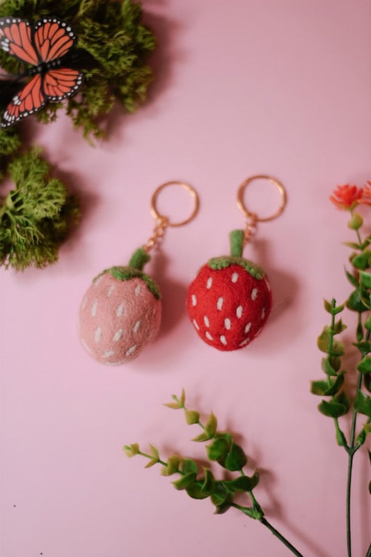 Strawberry Felt Keychain