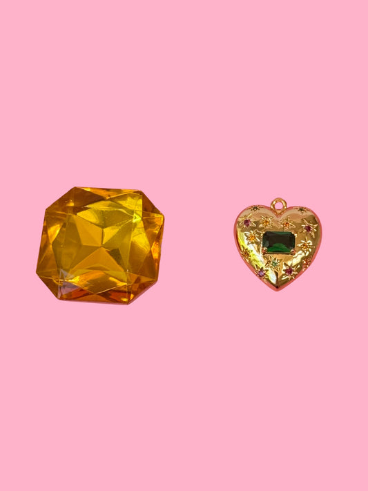 Bejeweled Heart Gold Charm