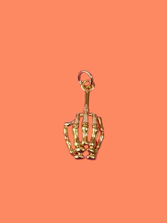 Skeleton Hand Gold Charm