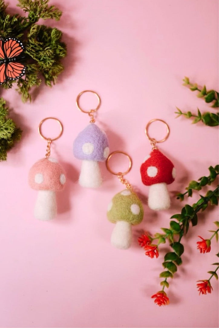 Mushroom Felt Keychain