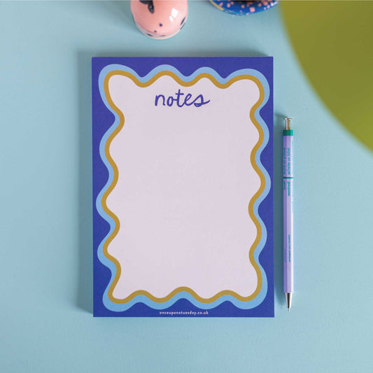 Blue Wavy Notepad