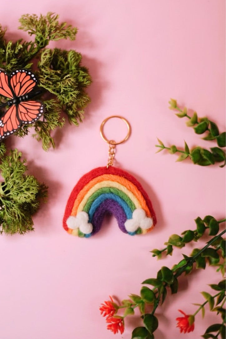 Rainbow Felt Keychain