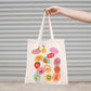 Colorful Fruit Stickers Canvas Tote Bag