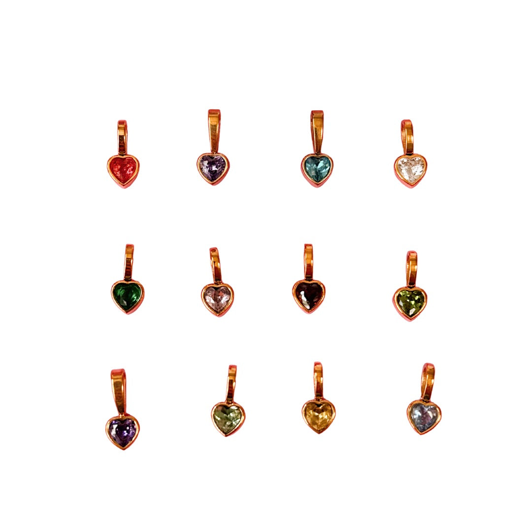 Heart Birthstone Gold Charm