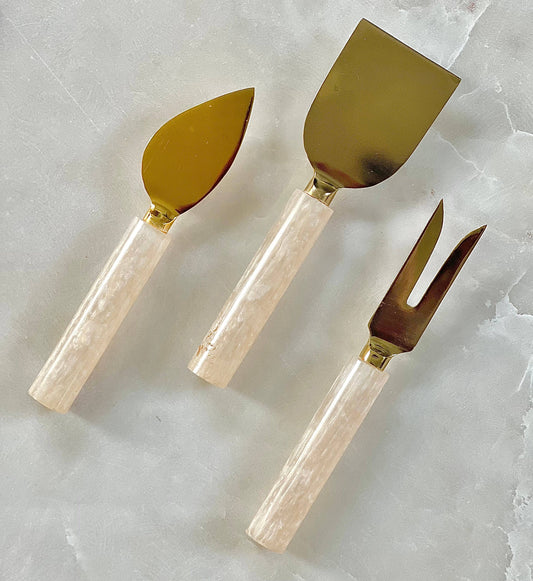 Ivory Resin & Steel Cheese Tools