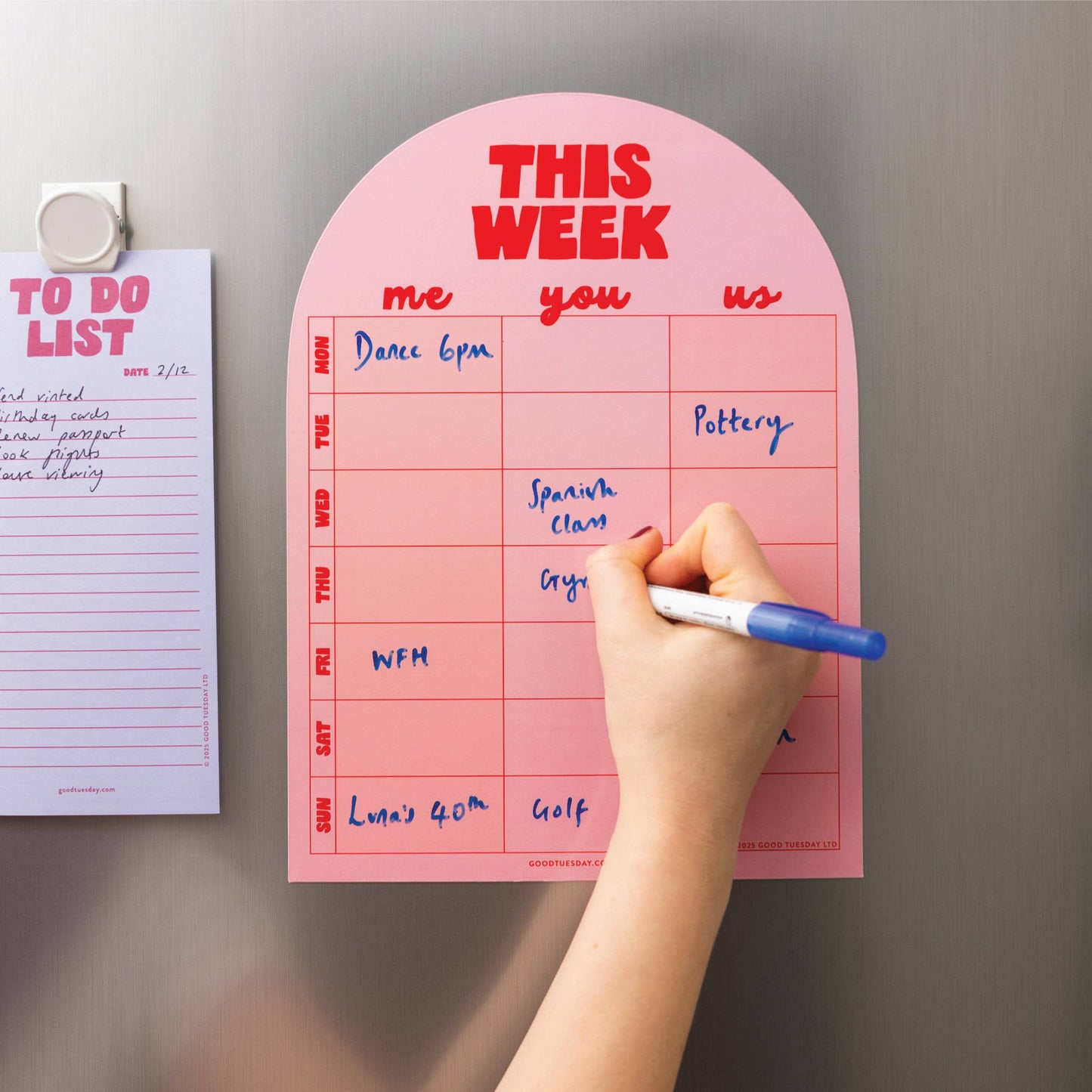 Medium Magnetic Weekly Planner - Pink & Red